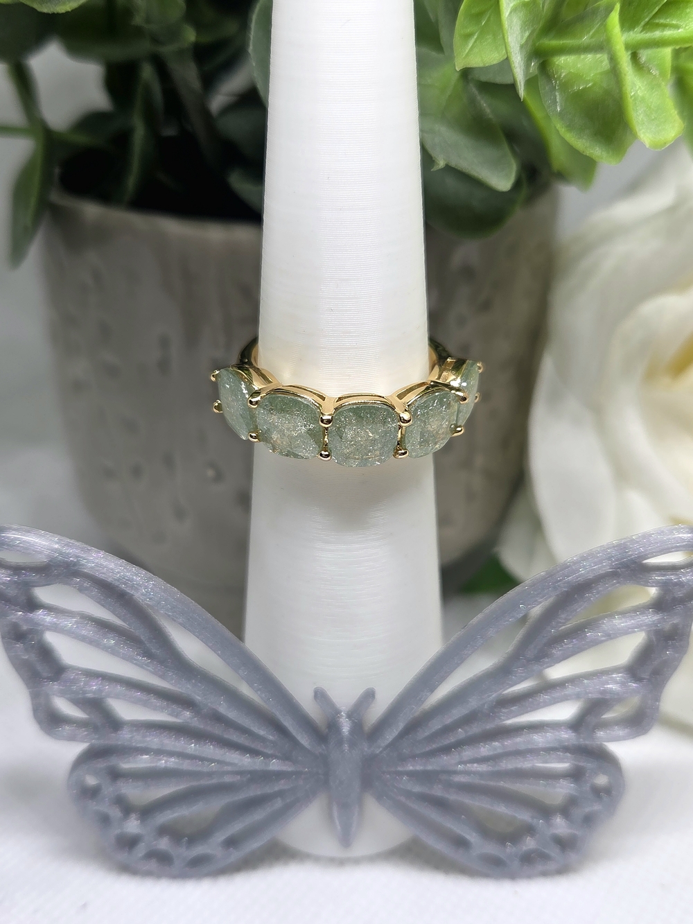BP Gold-Plated Light Mint Ice Crystal Band